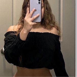 Brandy melville off the shoulder black crop top